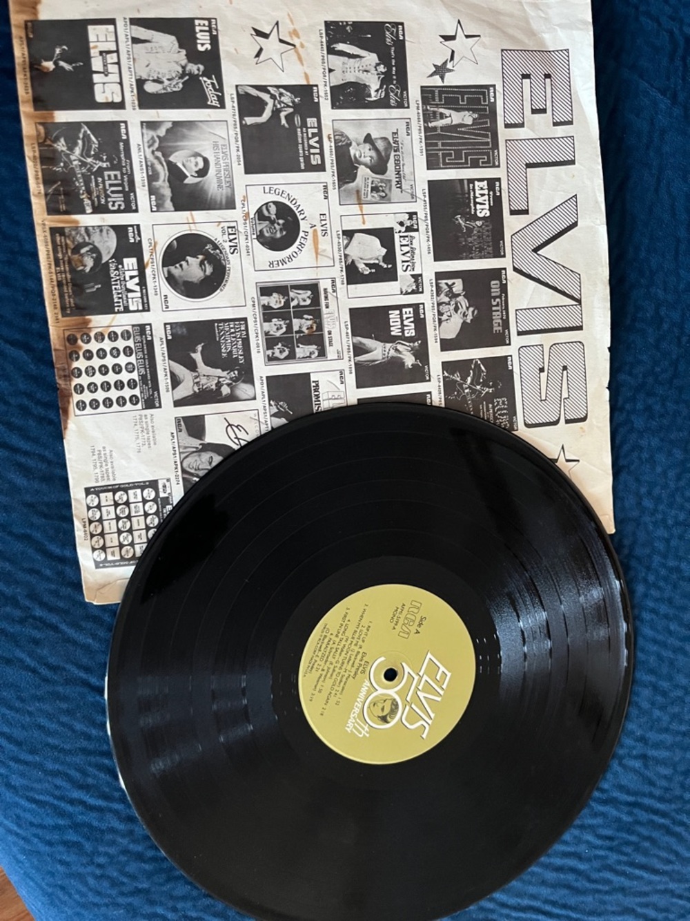 Elvis 50th anniversary Vinyl Record with Illustrated Sleeve - Black & Cream